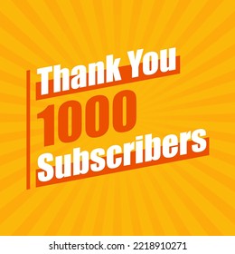 Thanks 1000 subscribers, 1K subscribers celebration modern colorful design.