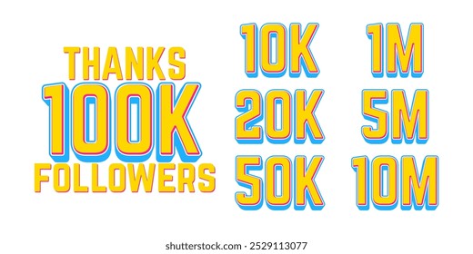 thanks 100k followers editable text effect, typography social media template for celebration reach
