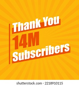 Thanks 14M subscribers, 14000000 subscribers celebration modern colorful design.