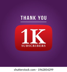 Thanks 1k subscribers celebration background design. 1 thousands subscriber vector template for web post or social media story 
