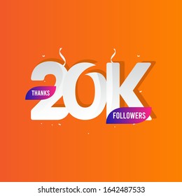 Thanks 20 K Followers Vector Template Design Illustration