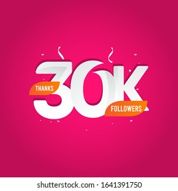 Thanks 30 K Followers Vector Template Design Illustration