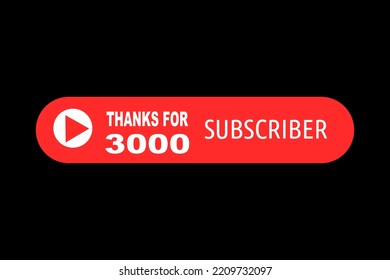 Thanks for 3000 subscriber with red and white banner art vector illustration.Thank you 3000 subscribers celebration.
