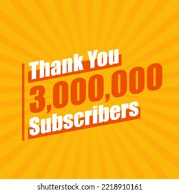 Thanks 3000000 subscribers, 3M subscribers celebration modern colorful design.