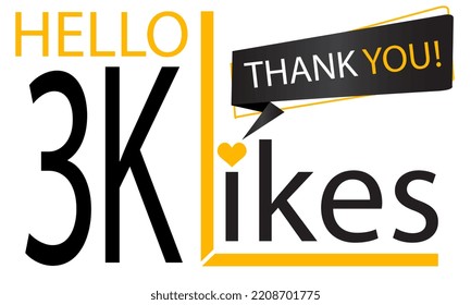 Thanks 3k Design likes. Celebrating 3000 or three thousand likes. Vector illustration.