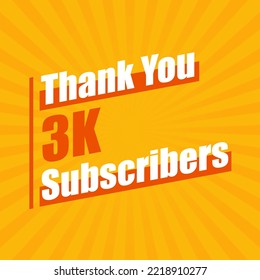 Thanks 3K subscribers, 3000 subscribers celebration modern colorful design.