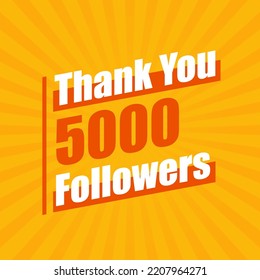 Thanks 5000 followers, 5K followers celebration modern colorful design.