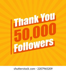 Thanks 50000 followers, 50K followers celebration modern colorful design.