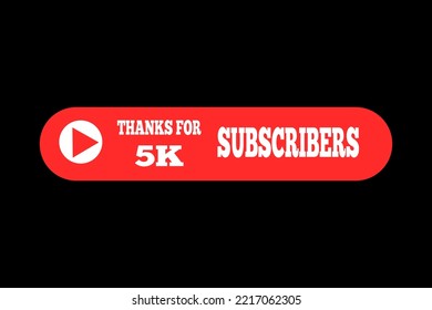 Vielen Dank für den 5K-Abonnenten mit roten und weißen Bannern Vektorgrafik.Vielen Dank für die 5K-Abonnenten Fest.
