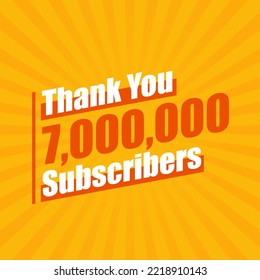 Thanks 7000000 subscribers, 7M subscribers celebration modern colorful design.