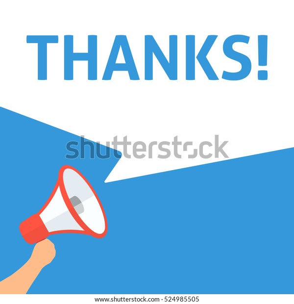 Thanks Announcement Hand Holding Megaphone Speech Stock Vector (Royalty ...