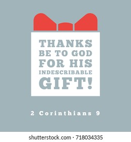 thanks be to god for his indescribable gift from 2 corinthians, bible quote for poster or print on t shirt