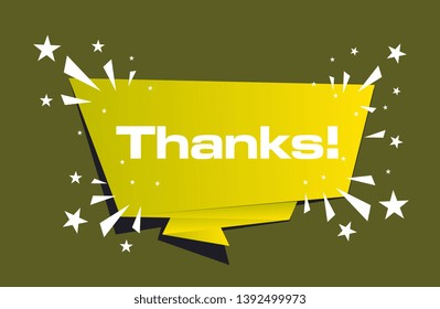 thanks, beautiful greeting card background or banner with yellow label