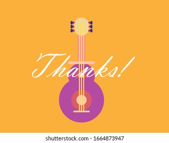 thanks, beautiful greeting card background or template banner with music tools theme. vector design illustration
