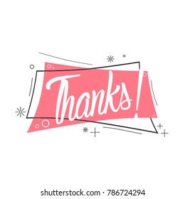 thanks, beautiful greeting card with pink label