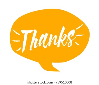 Thanks, Beautiful greeting card poster with comic style text