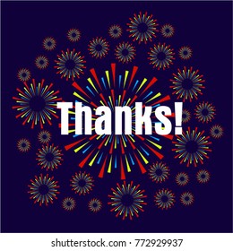 Thanks, Beautiful greeting card poster with fireworks