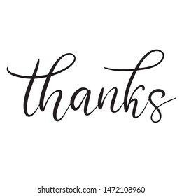 Thanks Black White Lettering Vector Illustration Stock Vector (Royalty ...