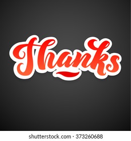 Thanks Calligraphic Card. Red Letters White Outline
