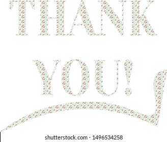 Thanks for the card. A beautiful map scratched by calligraphy filled with a pattern of flowers. Hand drawn invitation t-shirt print design.Handwritten modern brush lettering.Vector illustration.