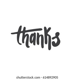 thanks card. Lettering hand made. Greeting card. Vector illustration. white background. Wallpaper.