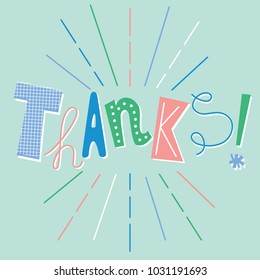 Thanks - card template in retro eighties style
