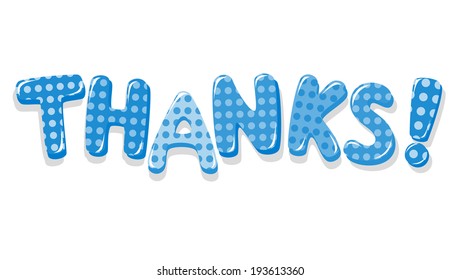 Thanks colorful lettering with polka dot pattern