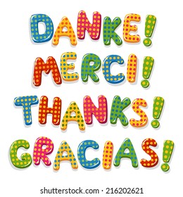 Thanks colorful lettering with polka dot pattern