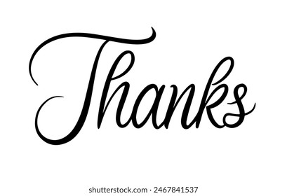 Thanks Copperplate Handwritten Lettering. Thank you Copperplate font vector. Calligraphy script. Vintage Hand written classic elegant typeface. Thanksgiving day.