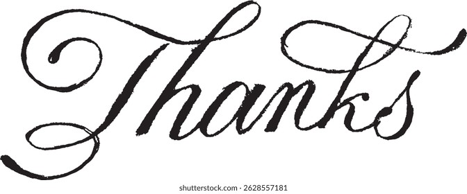 Thanks in cursive hand written