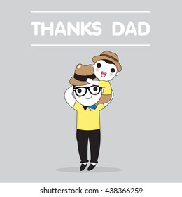 Thanks Dad Father's Day Card Character illustration