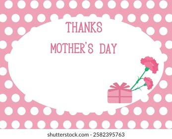Thanks Mother’s Day. Pink carnation and dots design frame. 