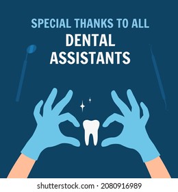 Thanks to Dental assistants. Greeting card for Dental assistants. Vector