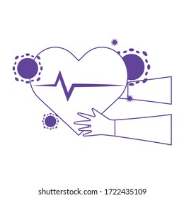 thanks doctors nurses medical hands with gloves heartbeat health vector illustration