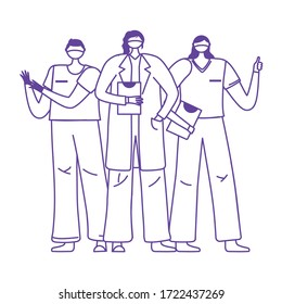 thanks doctors nurses, physicians community medical staff vector illustration