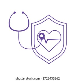 thanks doctors nurses stethoscope heartbeat shield protection medical vector illustration