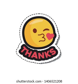 Thanks - emoji sticker.  Isolated Vector Illustration. Flat style