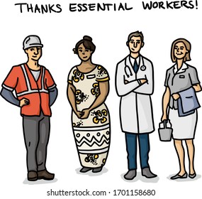 Thanks for essential workers, road-worker, social worker, doctor and nurse for their service amid corona virus outbreak