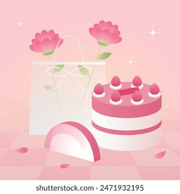 thanks event love celebration pink illustration vector