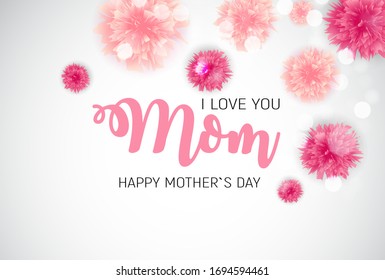 Thanks for everything, Mom. Happy Mother`s Day Cute Background with Flowers. Vector Illustration EPS10