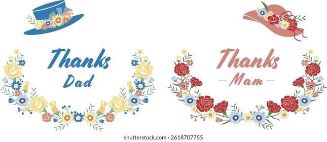 Thanks Father's Day and Mother's Day Floral Frame Set