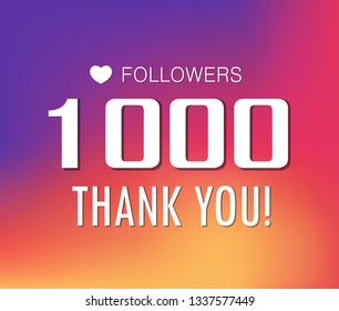 Thanks for the first 1000 followers banner.Thank you followers congratulation card. Vector illustration for Social Networks. Web user or blogger celebrates and tweets a large number of subscribers.