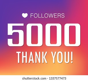 Thanks for the first 5000 followers banner.Thank you followers congratulation card. Vector illustration for Social Networks. Web user or blogger celebrates and tweets a large number of subscribers.
