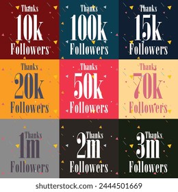 Gracias Followers Set Vector Diseño de Plantilla