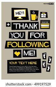 Thanks For Following Me! (Vector Illustration Design Template For Social Networks Thanking a Large Number of Subscribers or Likes Quote Poster Design)