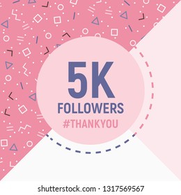 Thanks for following. Social network banner template design. Vector illustration. Social media image - Thank you followers. Abstract geometric random pattern background in millennial pink colors.