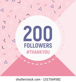 Thanks for following. Social network banner template design. Vector illustration. Social media image - Thank you followers. Abstract geometric random pattern background in millennial pink colors.