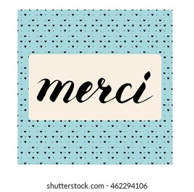 "Thanks" in French. Lettering postcard.