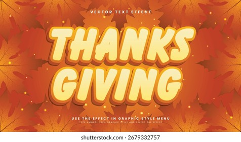 Gracias dando la Plantilla de efecto de texto editable 3d conveniente para la temporada de otoño
