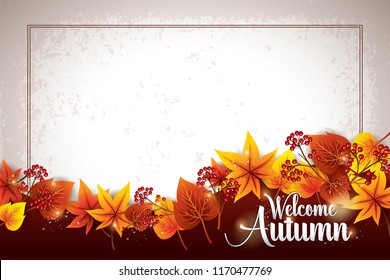 Thanks Giving background layout decorate with leaves .Vector illustration.